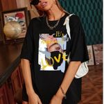 SheIn  It's Different Love Slogan Graphic Drop Shoulder Oversized Shirt Small Photo 1