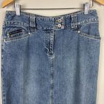 Faded Glory Y2K 90s Denim Maxi Skirt Womens 10 Blue‎ Slit A-Line Stretch Modest Vintage Vtg Photo 1