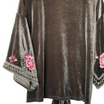 Lovestitch  Velvet embroidered kimono faux wrap top Large Photo 9