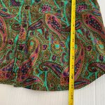 Van Heusen Sz L Button Front Blouse Top Funky Green Paisley Pockets Shirt Photo 4