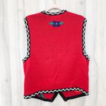 VTG Signatures By Northern Isles Women Sweater Vest Sz L Red Embroidered Novelty Photo 5