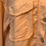 ZARA  Linen Blend Long Sleeve Frayed Button Down Shirt Top Size Large Photo 2