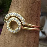 14k Gold Sterling Silver CZ Open Circle Ring Set Size 7 Gold Photo 0