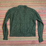 VINTAGE DARK GREEN MARLED KNIT ZIP UP CARDIGAN SWEATER Size L Photo 3