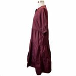 English Factory Midi Burgundy Red Dress Cotton Puffy Short Sleeves Tiered 4 EUC Photo 4