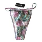 Pretty Little Thing Water Print Tanga Bikini Bottoms Seashell Purple Green US 4 Photo 2