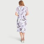 Connected Apparel Daphne Lavender Floral Chiffon Popover Dress, Petite Size 14 Photo 2