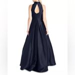 Monique Lhuillier High Neck Evening Gown Dress Navy 12 Pockets Photo 5