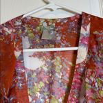 Downeast  V-Neck Sheer Floral Orange Blouse Size XL EUC #2240 Photo 2