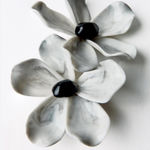 ZARA NWT  Maxi Black, White & Gray Resin Flower Earrings New in Box! Photo 0