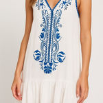 Dee Elle Dee Elly Embroidered Tank Top Sleeveless Bohemian Casual White Blue Size‎ L Photo 0