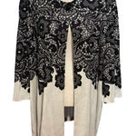 Misook  Plus Size 3X Cardigan Sweater One Button Closure Black White Floral Print Photo 0