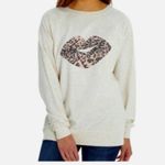 Wildfox Oatmeal Leopard Kiss Lips Sweatshirt Photo 1