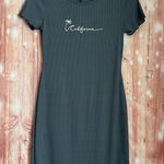 Sincerely Jules Blue California Ribbed Lettuce Hem T Shirt Dress Size L Size L Photo 0