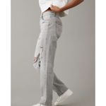 American Eagle NEW 8 Ripped '90s Straight High Waist Jean Gray Wash Photo 2