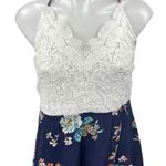 SheIn  White Blue Floral Crochet Knit Sleeveless Cross Back A Line Maxi Dress XL Photo 2