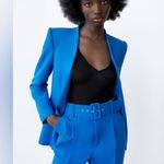 ZARA PANTS W/ FABRIC-COVERED BELT High-waist Blue Size M NEW Photo 5