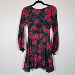 Free People Black Red Polka Dot Floral Mini Dress Womens 0 Long Sleeve Boho Fall Photo 7