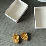 Christian Dior  Vintage Statement Oval Rhinestone Gold Stud Earrings Clip Ons Photo 8