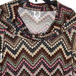Ivy Jane  Women Top Boho Chevron Longsleeve Cowl Neck Hi-Lo Hem Multicolor Medium Photo 1