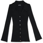 Danielle Bernstein  Y2K Collared Button Down Sweater Ribbed Cardigan Black Small Photo 1