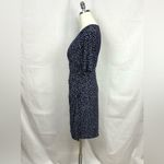 Ralph Lauren Lauren Ruched Dress Navy Printed Matte Jersey Knit Sz 6P Office Photo 3