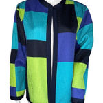 Alfred Dunner  Jacket Women 12 Black Green Blue Colorblock Quilted Granny Grandma Photo 0