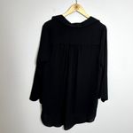 Joan Vass  Black Sheer V Neck Top Photo 4