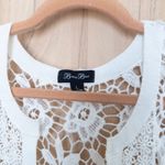 Womens Lace Crochet Top Size L White V Neck Boho Cottage Coastal Resort Romantic Size L Photo 2