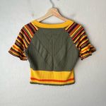 I’M Isola Marras Cotton Knit Stripe Button Front Crop Sweater Cardigan Small Green Photo 1