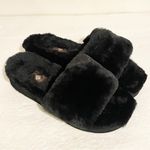 Dream Paris Dream Pairs Size 6.5/7 Black Fluffy Sherpa Slip On Platform Slides House Slipper Photo 3