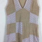 Urban Outfitters Kay Cream Tan Patchwork 70s Eyelet Shift Mini Dress Medium Photo 8