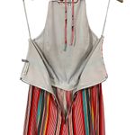 Alice + Olivia Lucie Striped Cropped Wide Leg Halter Jumpsuit - Red Multi - 2 Photo 4
