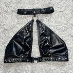 Last chance…Lust Juno Top w/Velcro Choker Neck Faux Leather S M Small Medium Black Photo 2