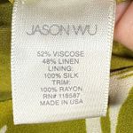 Jason Wu linen blend Silk trim Palm Print Halter Dress Green Size 10 no belt Photo 7