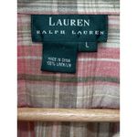 Ralph Lauren Womens L 100% Linen Button Up Shirt Pink Green Tartan Plaid Country Size L Photo 6