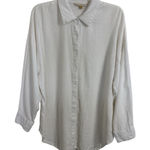 Downeast  Linen Blend White Oversized Button Front Swim Cover Up Size Medium Photo 0