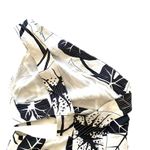 Farm Rio  Monstera Print Linen One Shoulder Cut Out Jumpsuit Black White large Photo 1