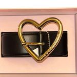Juicy Couture Black Heart Buckle Belt L/XL – Gold Heart Logo Buckle NEW Photo 0