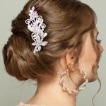 Christina Collection Aurora Borealis ornate hair comb.wedding prom special event Silver Photo 0