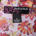 Peck & Peck M Cardigan Sheer Colorful Retro Floral Boho Open Front Longline Photo 2