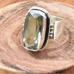 Green Amethyst Vintage Two Tone Band Silver Photo 5