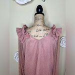 Entro NTM: Metallic Ruffle Sheer Blush Pink & Gold Blouse Size Large Photo 11