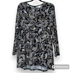 J. Jill women’s sz medium black floral paisley long sleeve pullover shirt dress Photo 0