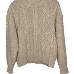 Dress Forum Size Large WOOL Blend Beige Cable Knit Sweater Tan Photo 0