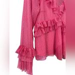 River Island  Pink Lace Ruffle Longsleeve Top Size 10‎ Gender Reveal Polka Dot Photo 3