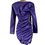ZARA NWT  Faux Leather Purple Long Sleeve Ruched Fitted Mini Dress Size XS Photo 2