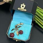 Juicy Couture Retired Pavè Red Cherry Charm Enameled Leaves With Box 16g Photo 0