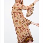ZARA  Long Bell Sleeve Spring Ares Dress Embroidery Boho Brown Size S New Photo 5
