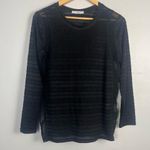 Sandro  Paris Pull over long sleeve sheer striped shirt top black S flaw Photo 0